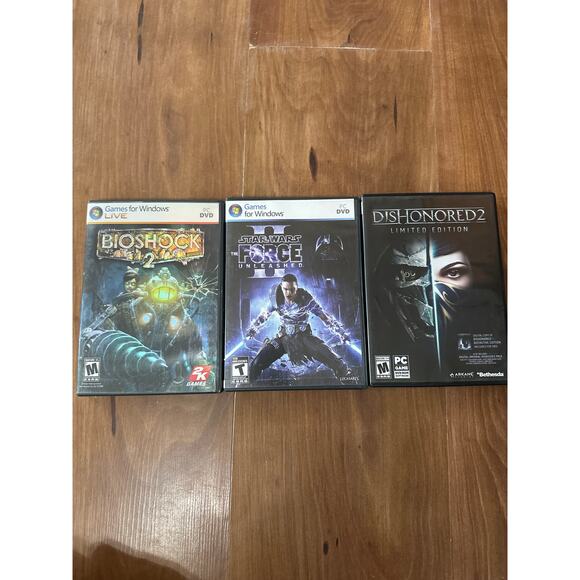 PC Game Lot - Dishonored 2 Bioshock 2 Star Wars the force unleashed - Picture 1 of 2